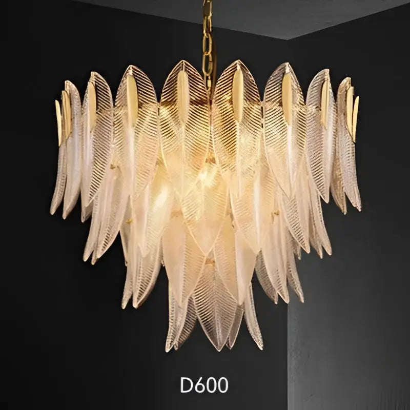 Luxury decorbites glass leaf gold chandelier with chain suspension featuring glass leaf luxury design for living rooms