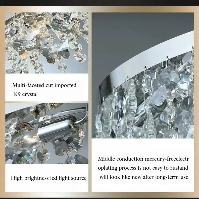 Luxury diamond crystal kitchen ceiling lamp with multi-faceted imported k9 crystal and sleek chrome finish decorbites crystal kitchen
