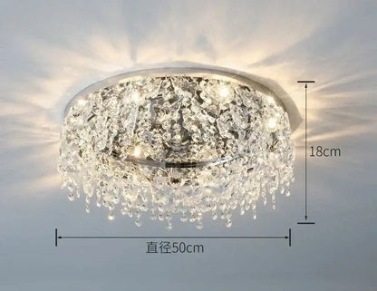 Luxury diamond crystal kitchen ceiling lamp with chrome finish and cascading clear droplets decorbites crystal kitchen