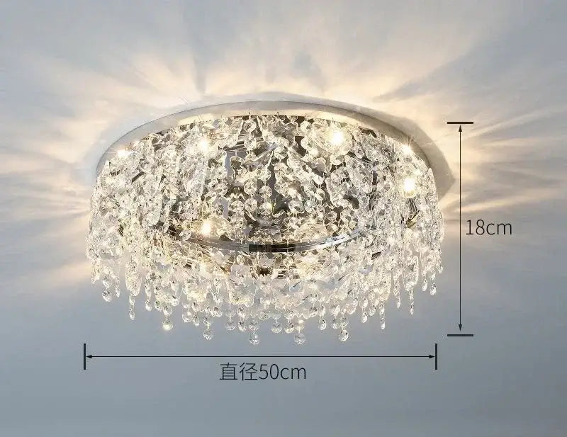 Luxury diamond crystal kitchen ceiling lamp with chrome finish and cascading clear droplets decorbites crystal kitchen
