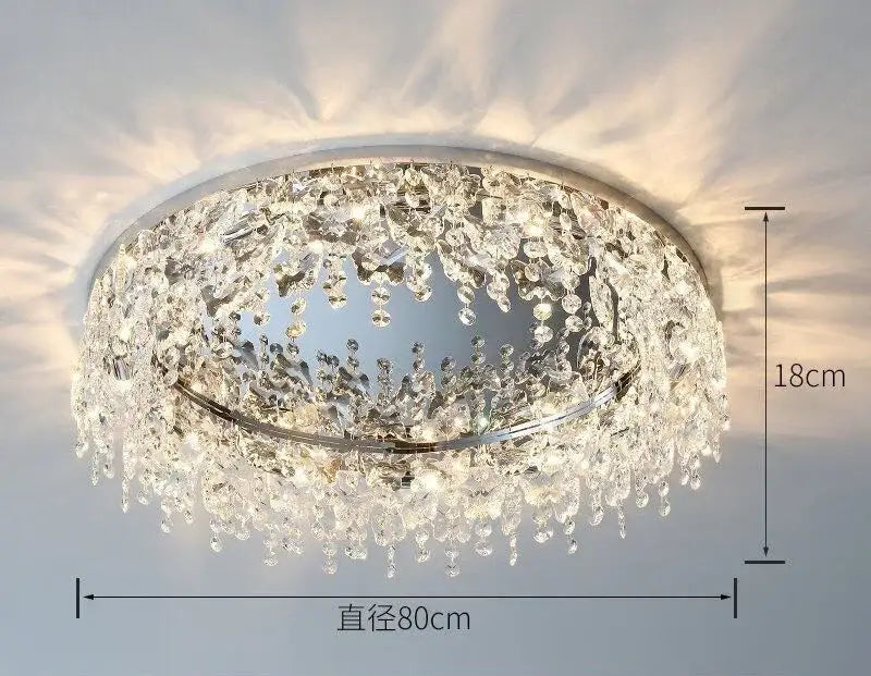 Luxury diamond crystal kitchen ceiling lamp with chrome frame and clear crystal droplets by decorbites crystal kitchen