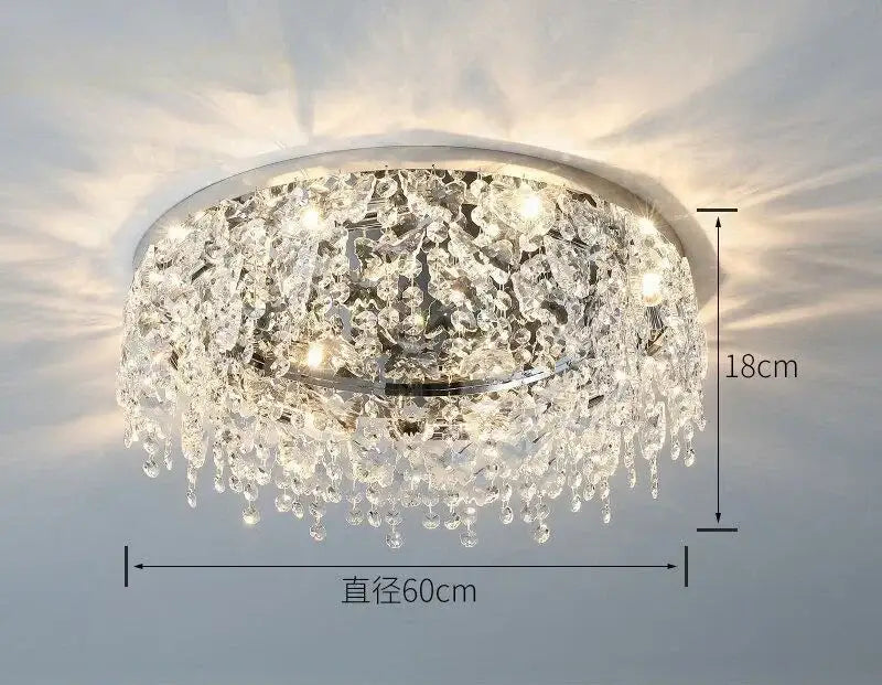 Luxury diamond crystal kitchen ceiling lamp with chrome finish and cascading clear droplets from decorbites crystal kitchen