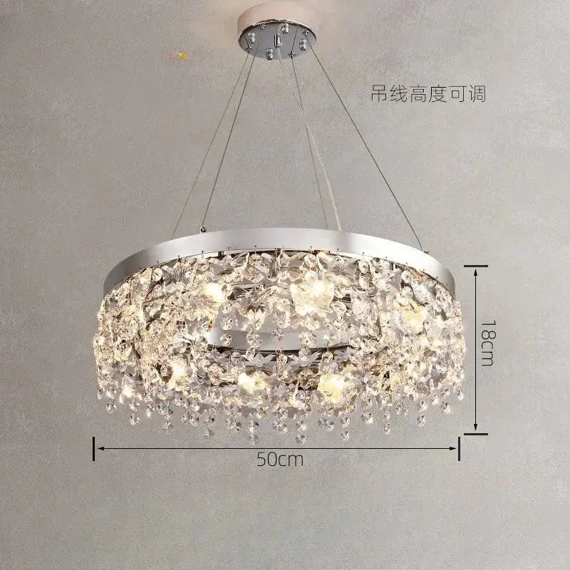 Luxury diamond crystal kitchen ceiling lamp with chrome frame and cascading clear droplets by decorbites crystal kitchen