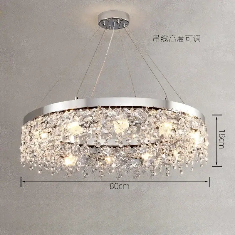 Luxury diamond crystal kitchen ceiling lamp with chrome frame and cascading clear crystal droplets by decorbites crystal kitchen