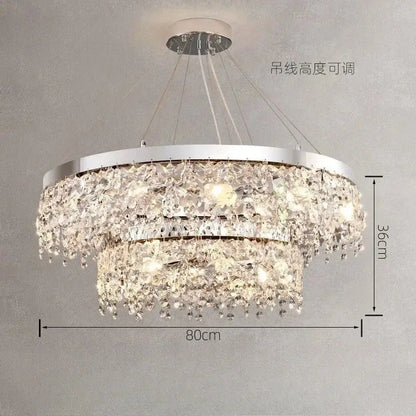 Luxury diamond crystal kitchen ceiling lamp with two-tiered decorbites crystal kitchen frame and clear glass droplets