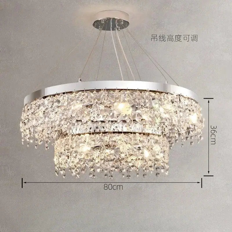 Luxury diamond crystal kitchen ceiling lamp with two-tiered decorbites crystal kitchen frame and clear glass droplets