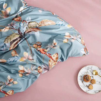 Luxury Egyptian Cotton Bedding Set - Flamingo Leaf Print