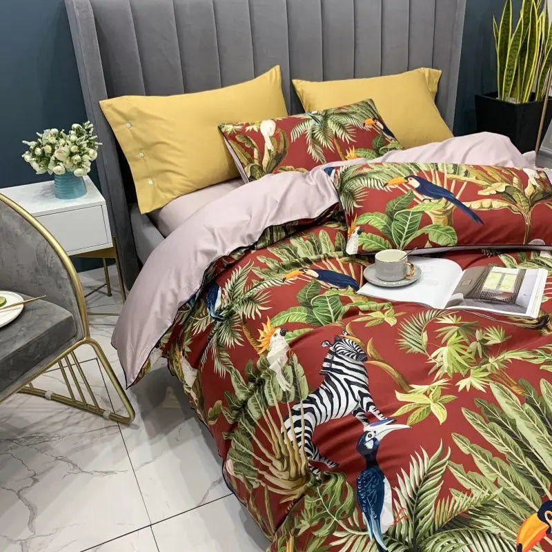 Luxury Egyptian Cotton Bedding Set with Flamingo Design