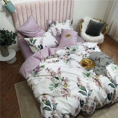 Luxury Egyptian Cotton Flamingo Leaf Bedding Set