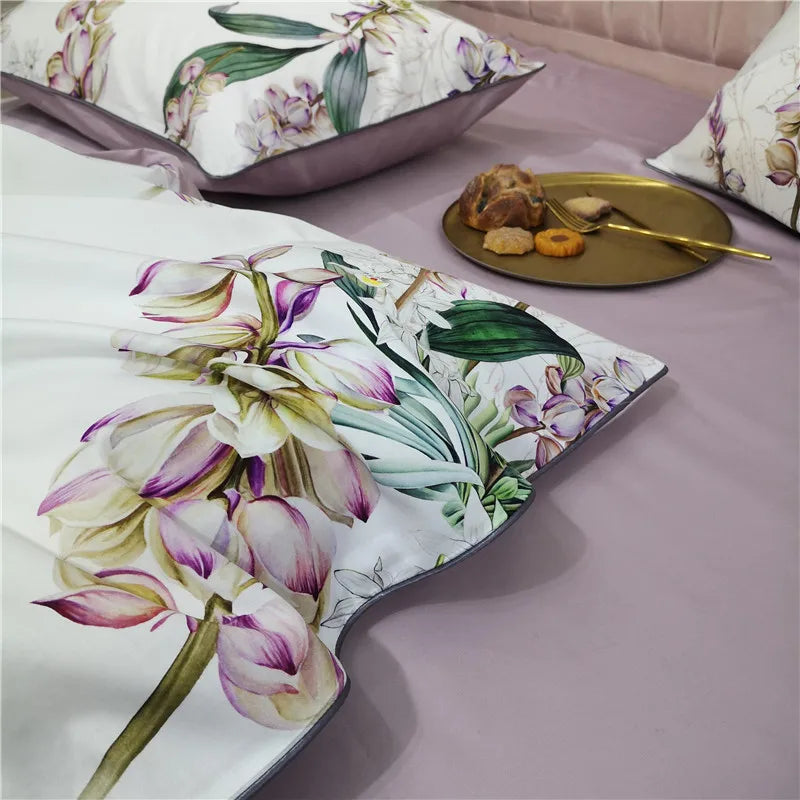 Luxury Egyptian Cotton Flamingo Leaf Bedding Set