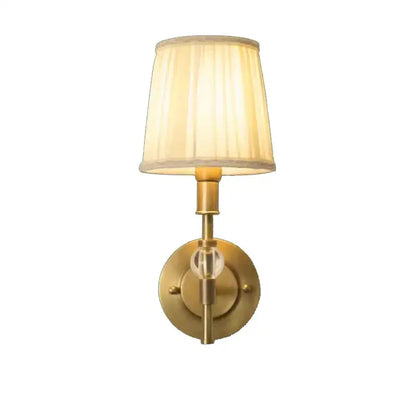 Antique brass wall lamp with cream pleated fabric shade and crystal accent luxury european decorbites copper wall lamp