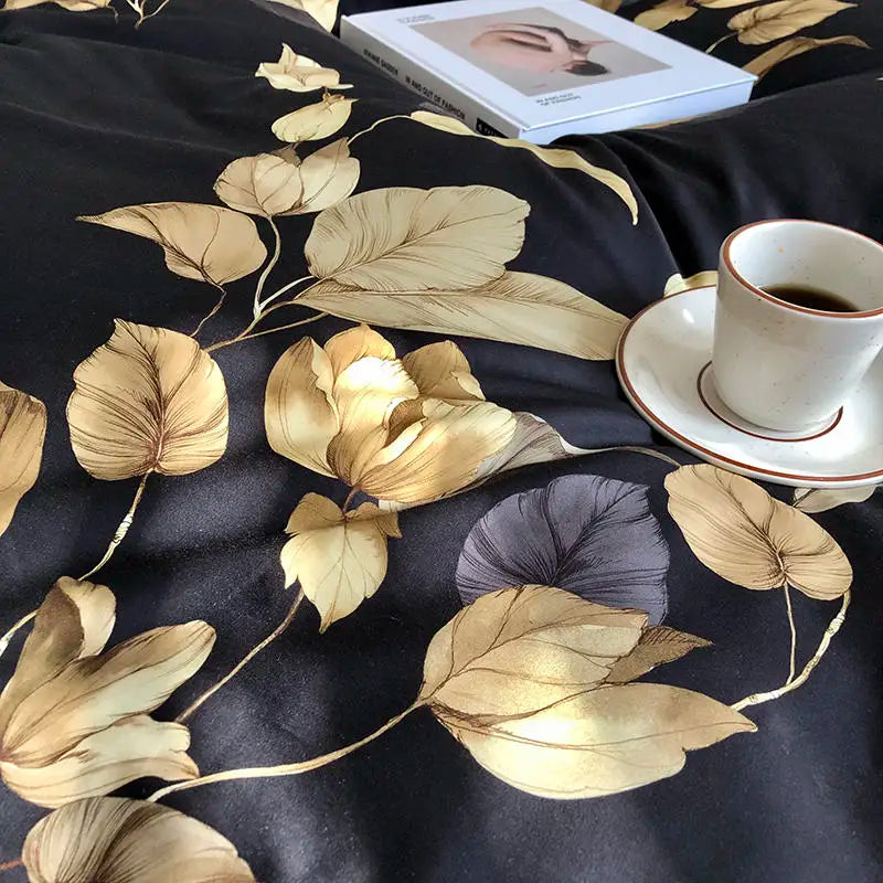Luxury Flamingo Leaf Bedding Set Queen King Size