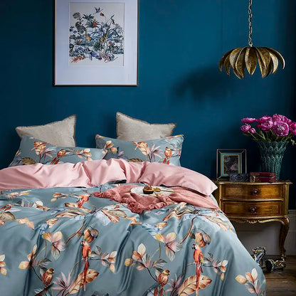 Luxury Flamingo Leaf Bedding Set Queen King Size
