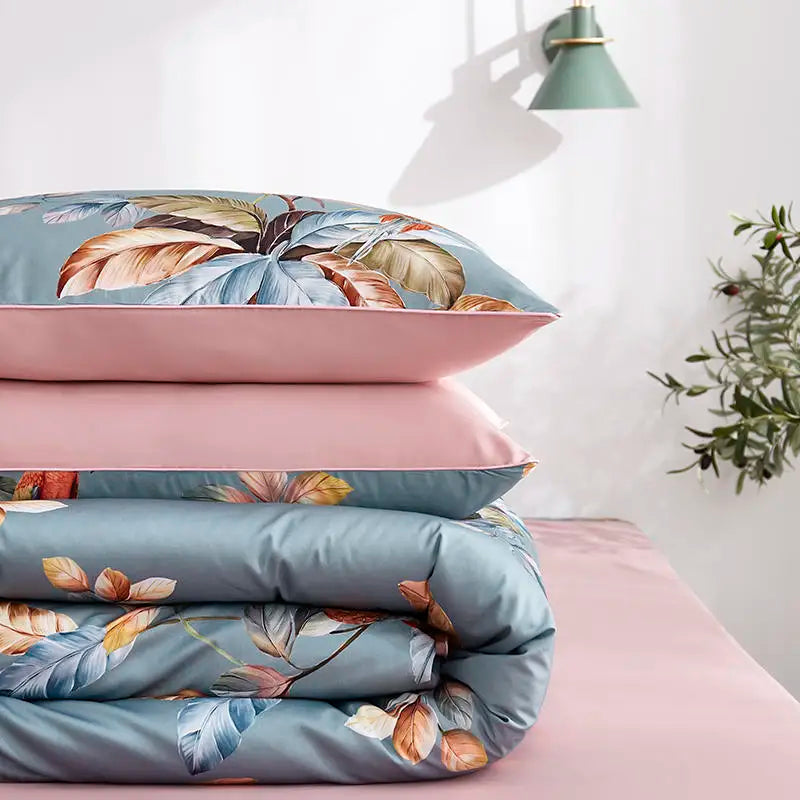 Luxury Flamingo Leaf Bedding Set - Queen/King Size