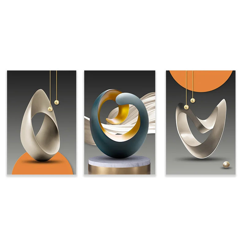 Luxury Geometric Canvas Prints Set - 3pcs / 40x60cm No Frame