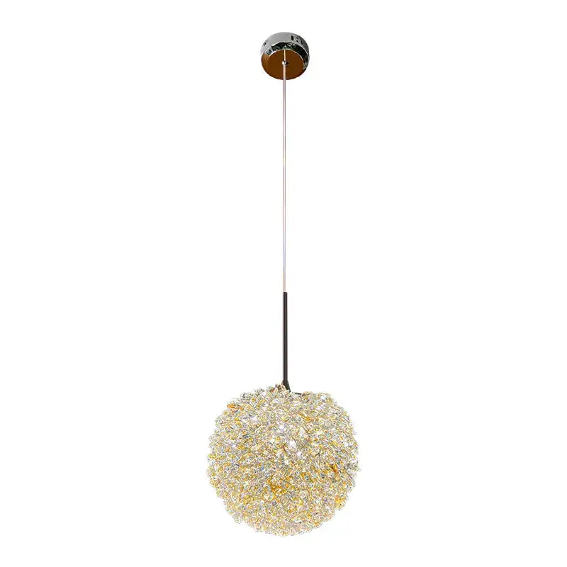 Luxury gold and amber decorbites crystal ball pendant light with clear and amber crystals for bedroom lighting decor
