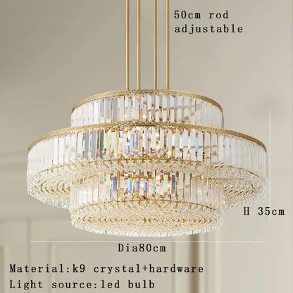Luxury gold and amber decorbites crystal round pendant lights with clear faceted crystal rods for living room decor