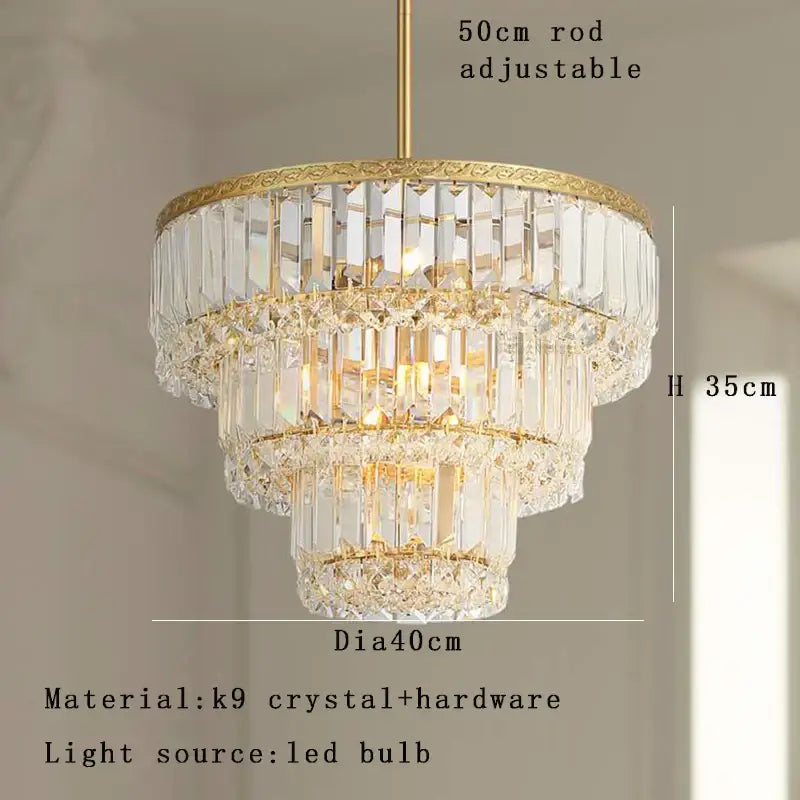 Luxury gold and amber crystal round pendant lights with clear crystal prisms and adjustable rod for living room decorbites crystal round