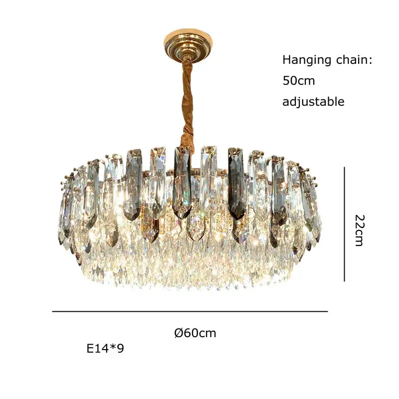 Luxury gold and bronze crystal modern pendant light with twisted rope chain and cascading glass prisms for dining room decorbites crystal modern pendant