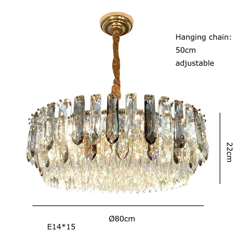 Elegant luxury gold and bronze crystal modern pendant light with cascading clear and smoky prisms for dining room decorbites crystal modern pendant