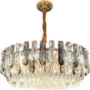 Luxury gold and bronze crystal modern pendant light with cascading tiers and twisted chain for dining room decorbites crystal modern