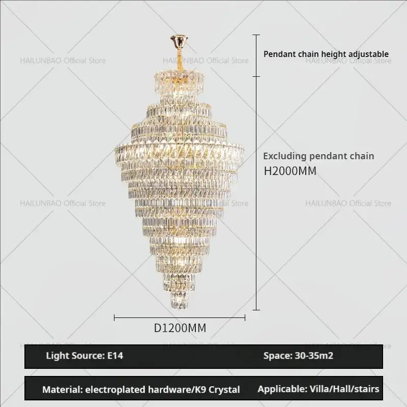 Luxury gold and clear k9 crystal chandelier by decorbites for elegant living room and staircase decorbites crystal chandelier