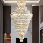 Luxury gold and clear crystal chandelier with cascading faceted crystals for living room staircase decorbites crystal chandelier