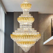 Luxury gold and clear crystal deluxe crystal chandelier with multi-tiered crystal droplets for living room decorbites deluxe