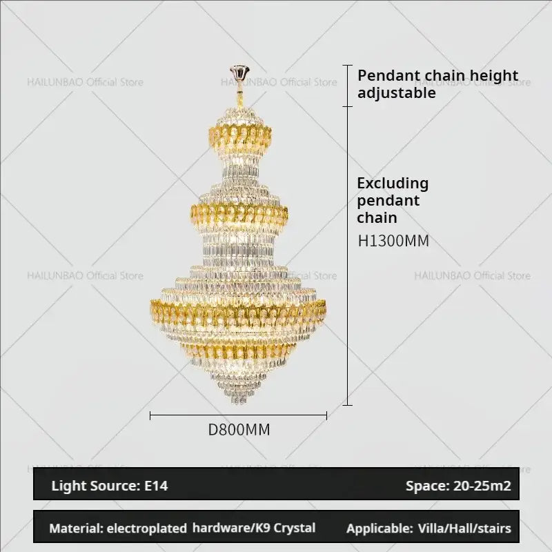 Luxury gold and clear crystal deluxe crystal chandelier with electroplated hardware for living room decorbites deluxe lighting