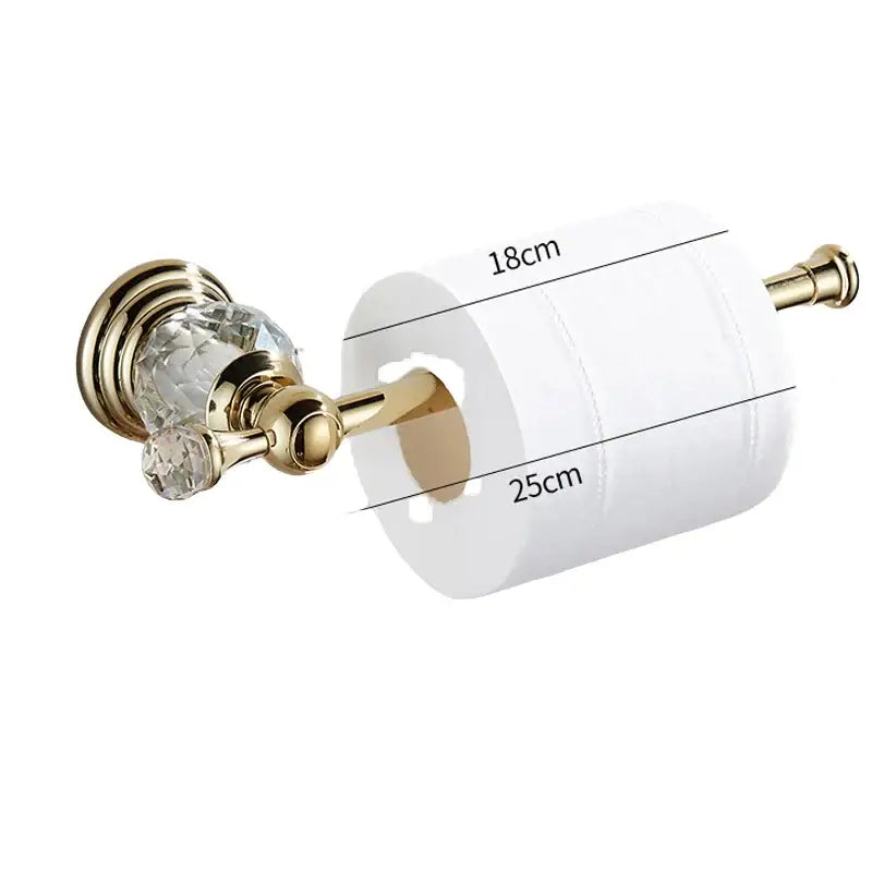 Gold-toned toilet paper holder with crystal accents from luxury gold and crystal bath hardware set for bathroom accessories