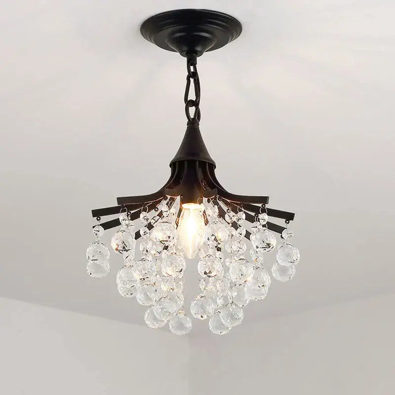 Black wrought iron pendant light with clear crystal beads from decorbites gold black crystal dining room chandelier