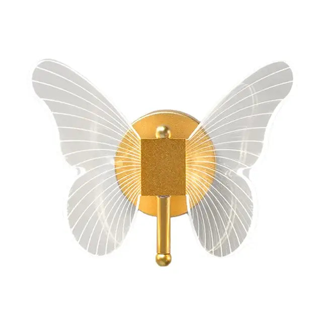 Luxury gold butterfly copper wall lamp with transparent wings and white veining for elegant bedroom decorbites butterfly copper wall design