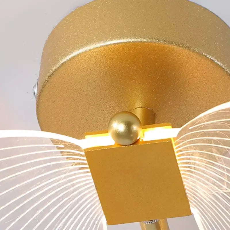 Luxury gold butterfly copper wall lamp with square base, spherical accent, and translucent wing-like diffusers for decorbites butterfly copper wall decor