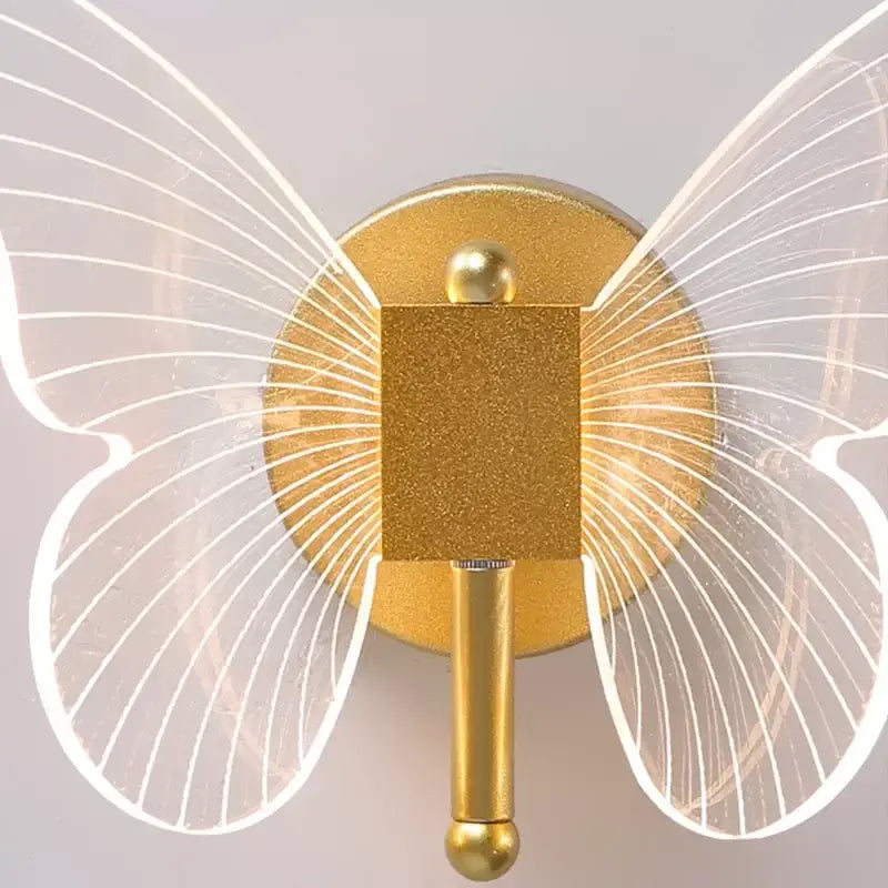 Luxury gold butterfly copper wall lamp with translucent glittery wings ideal for bedroom decorbites butterfly copper wall