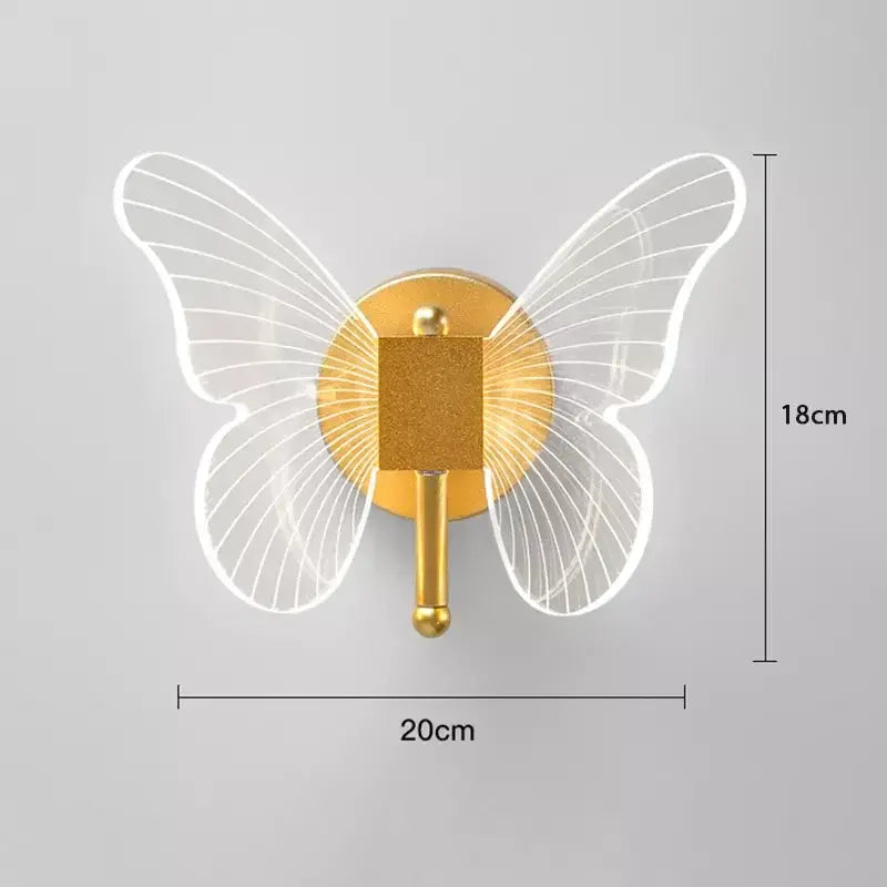 Luxury gold butterfly copper wall lamp with translucent illuminated wings and central circular base for bedroom decorbites butterfly copper design