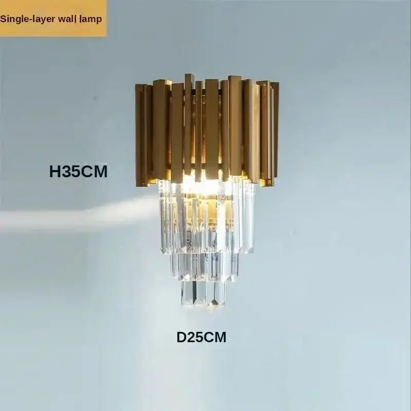 Luxury gold crystal art led ceiling chandelier wall lamp with gold-toned metal and clear crystal decorbites crystal art design