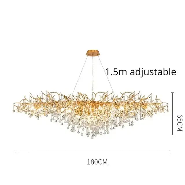 Luxury gold crystal branch chandelier with intricate metalwork and dangling crystals for dining room decorbites crystal branch