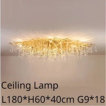 Luxury gold crystal branch chandelier with cascading glass droplets for elegant dining room decorbites crystal branch design