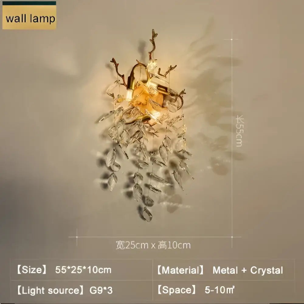 Luxury gold crystal branch led pendant featuring gold-toned metal and crystal with leafy design for dining room decorbites crystal branch