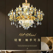 Luxury gold decorbites crystal candle chandelier with intricate crystal droplets and spherical accents for dining room decor