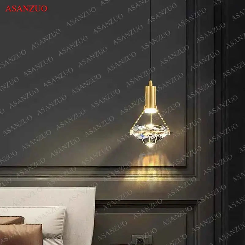 Luxury gold wall sconce with decorbites crystal diamond led geometric cage for elegant bedroom lighting