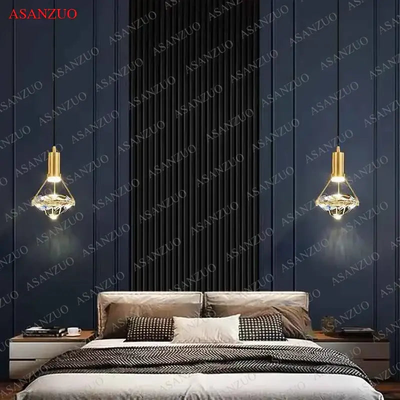 Luxury gold crystal diamond led wall sconce with faceted crystal design for elegant bedroom lighting decorbites crystal diamond