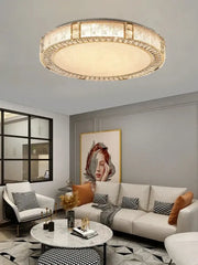 Luxury gold crystal glass ceiling light with clear crystal accents and gold-toned frame for elegant glass luxury ceiling decorbites