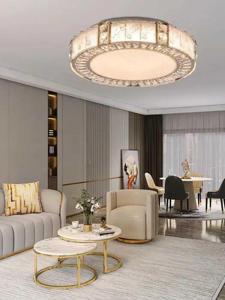 Luxury gold crystal glass ceiling light with decorbites crystal glass embellishments for glass luxury ceiling decor