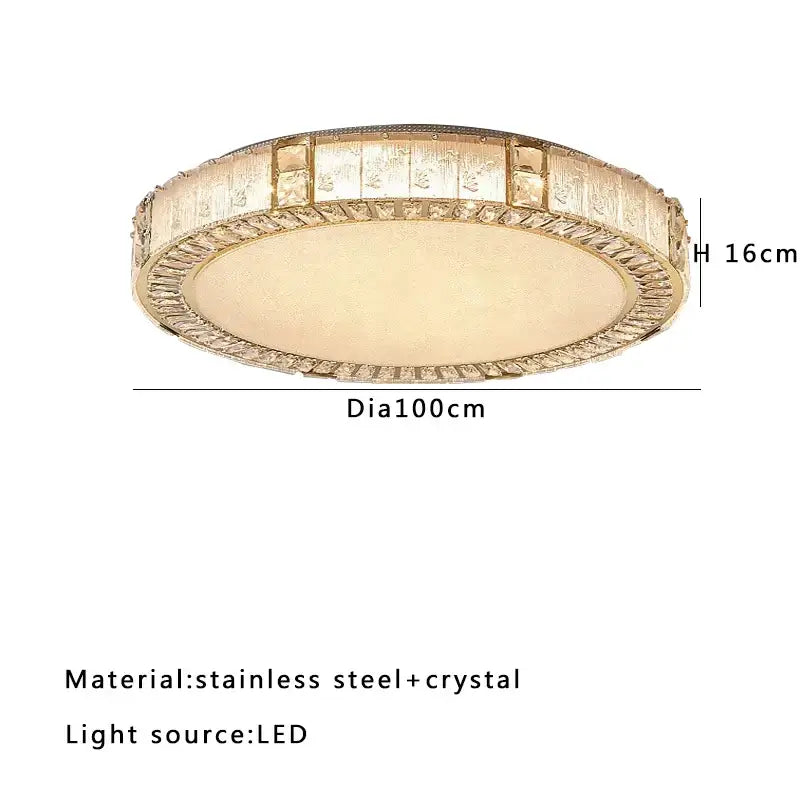 Luxury gold crystal glass ceiling light with a gold-toned stainless steel frame and embedded crystal accents for decorbites crystal glass luxury