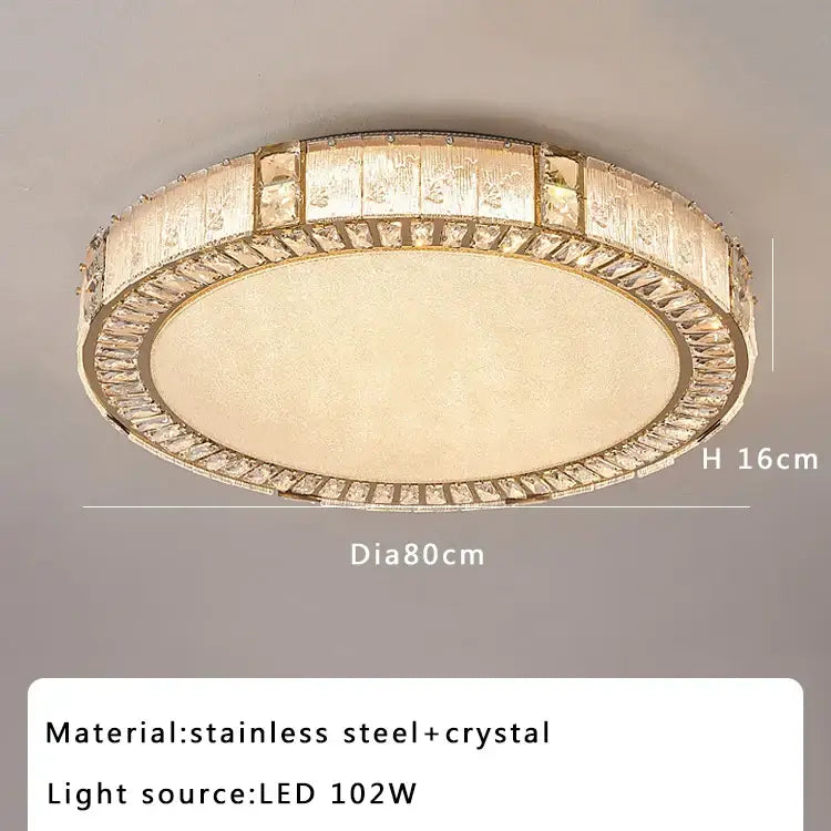 Luxury gold decorbites crystal glass ceiling light with gold stainless steel frame and oval frosted glass center