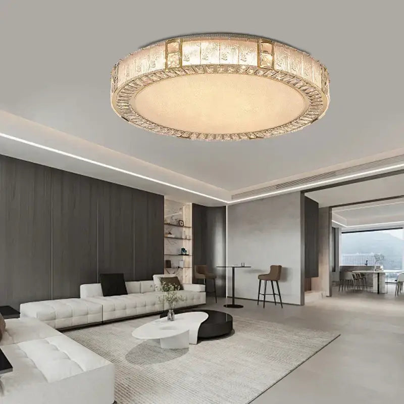 Luxury gold crystal glass ceiling light with warm glow and clear crystal embellishments decorbites crystal glass luxury