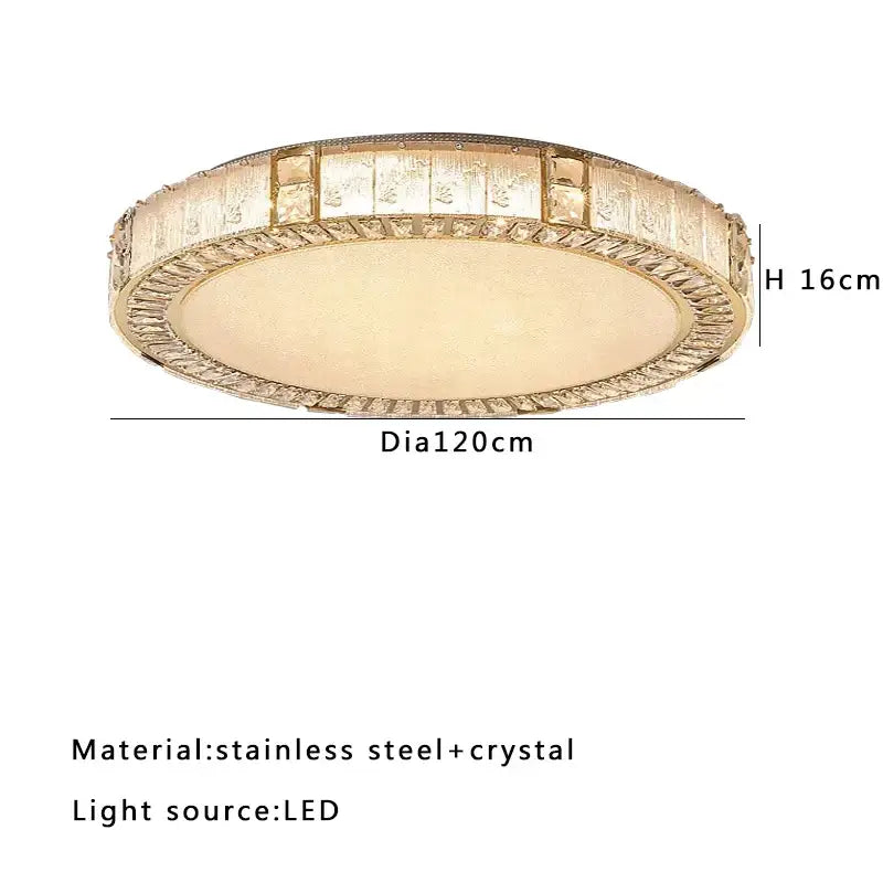 Luxury gold crystal glass ceiling light with stainless steel frame and embedded crystals for elegant decorbites crystal glass decor