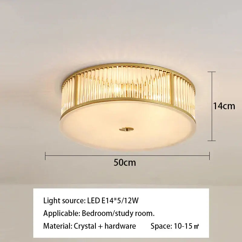 Luxury gold crystal led ceiling lamp with a metal frame and vertical crystal rods for living room decorbites crystal led