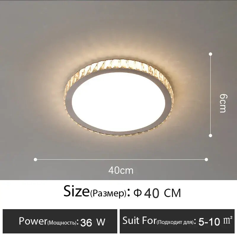 Luxury gold crystal led ceiling lamp with a glowing white center and clear faceted decorbites crystal led ring